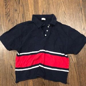 Brandy Melville Blue Red Semi Cropped Polo Top